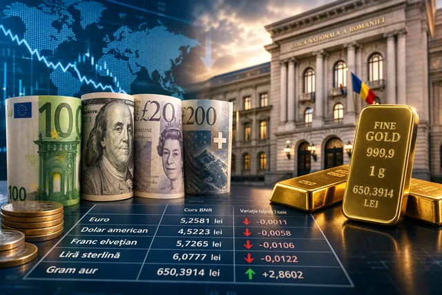 Pulse BNR: Euro și dolarul scad astăzi