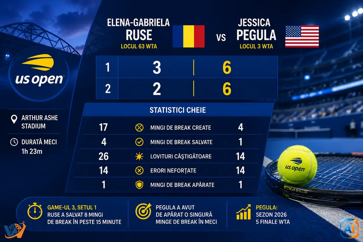 Ruse se oprește la US Open în fața numărului 3 mondial