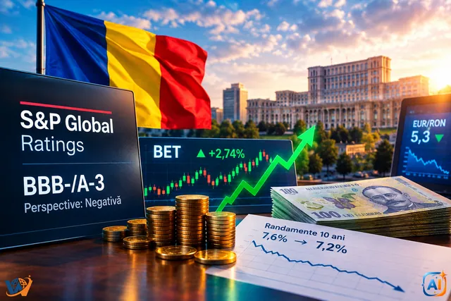 S&P calmează piețele din România: BET urcă, dobânzile scad