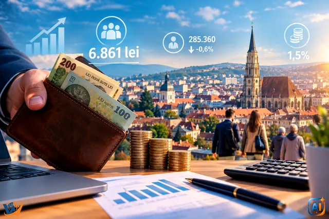Salariul mediu net în Cluj a ajuns la 6.861 de lei