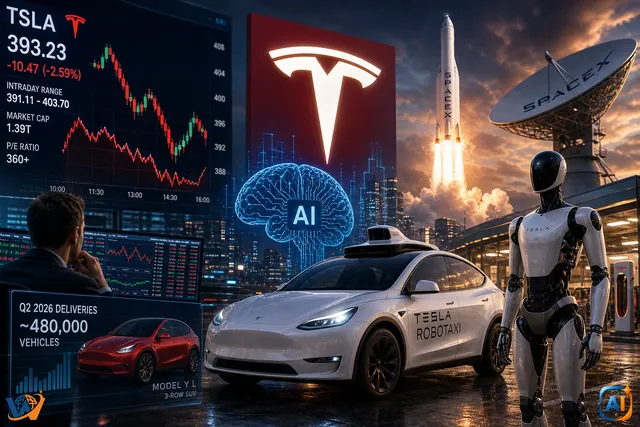 Tesla fierbe pe bursă: AI, SpaceX, robotaxi