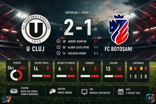 U Cluj revine și bate Botoșani cu 2-1