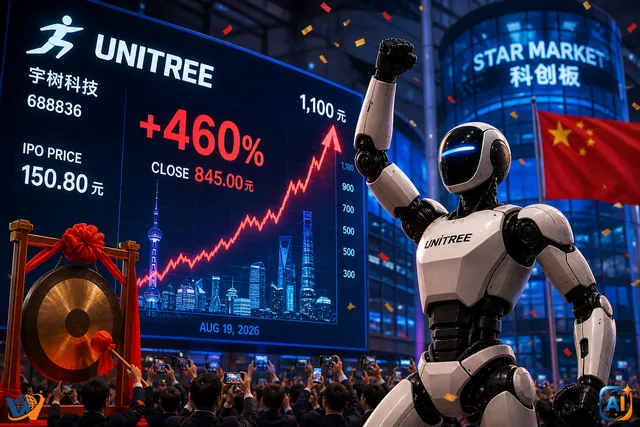 Unitree explodează la bursă: acțiunile închid cu 460% mai sus