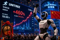 Unitree explodează la bursă: acțiunile închid cu 460% mai sus
