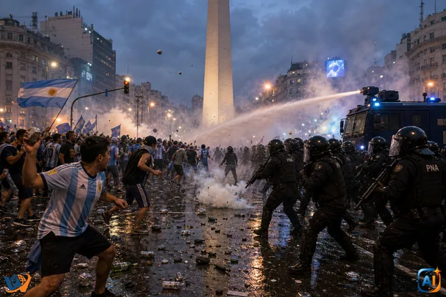 Haos în Buenos Aires după finala Cupei Mondiale. Fanii Argentinei s-au ciocnit violent cu poliția