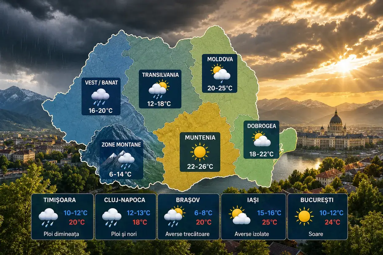 Vremea azi în România, 18 mai 2026: soare și ploi