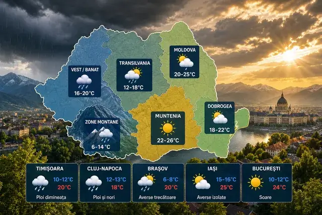 Vremea azi în România, 18 mai 2026: soare și ploi