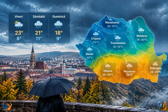 WoW Pulse Meteo: Vremea în Cluj-Napoca și România, 9–11 octombrie: răcire și ploi