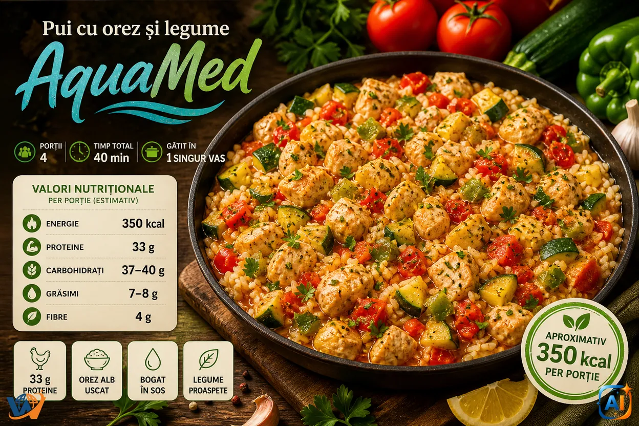 WoW Pulse Gastro: Pui cu orez și legume AquaMed, 350 kcal/porție