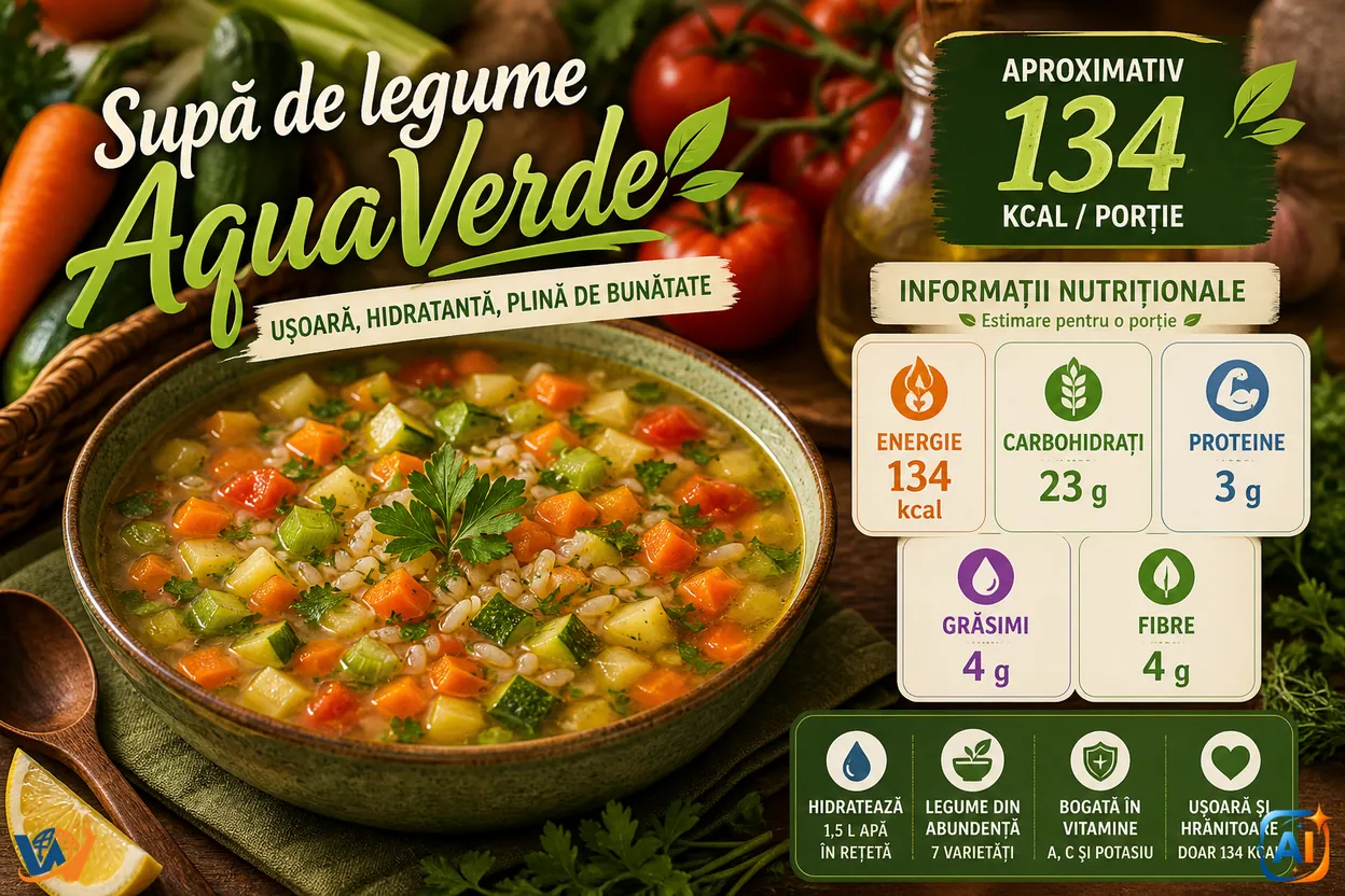 WoW Pulse Gastro: Supă de legume AquaVerde, 134 kcal pe porție