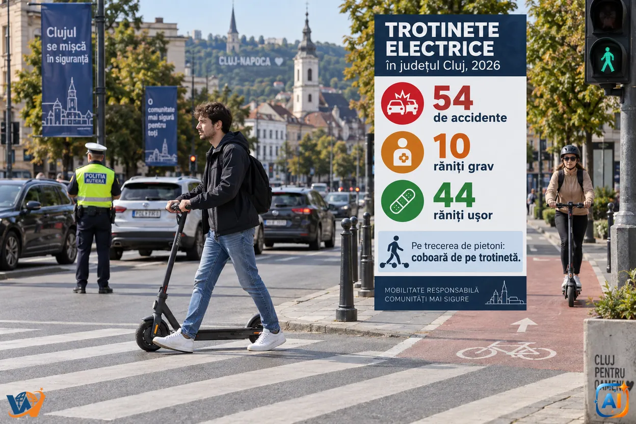 54 de accidente cu trotinete electrice în județul Cluj în 2026