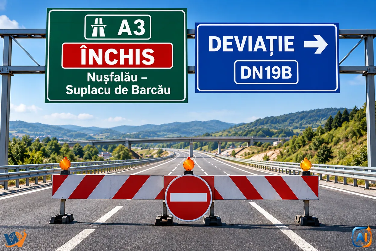 A3 se închide între Nușfalău și Suplacu de Barcău. Ruta ocolitoare pentru șoferi