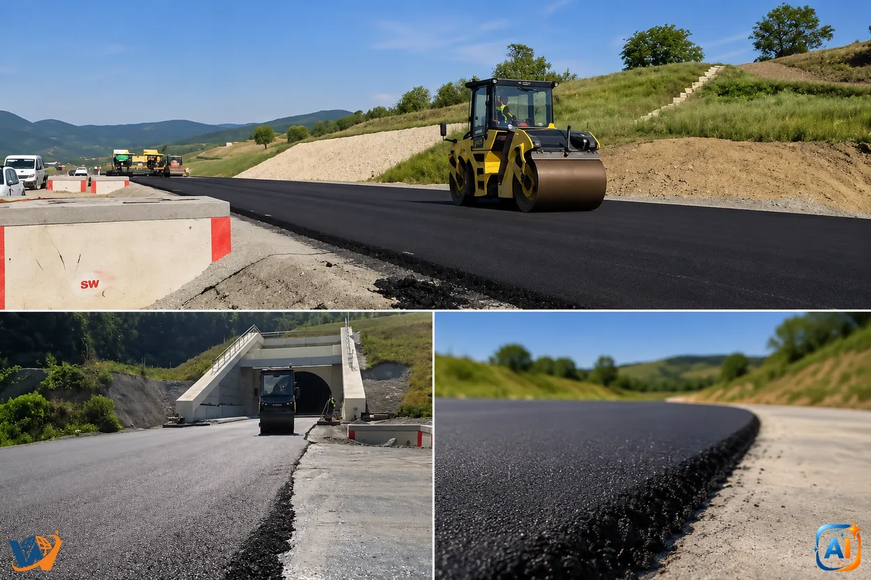Asfaltul a ajuns la primul tunel de autostradă din România. Lotul este realizat în proporție de aproape 95%
