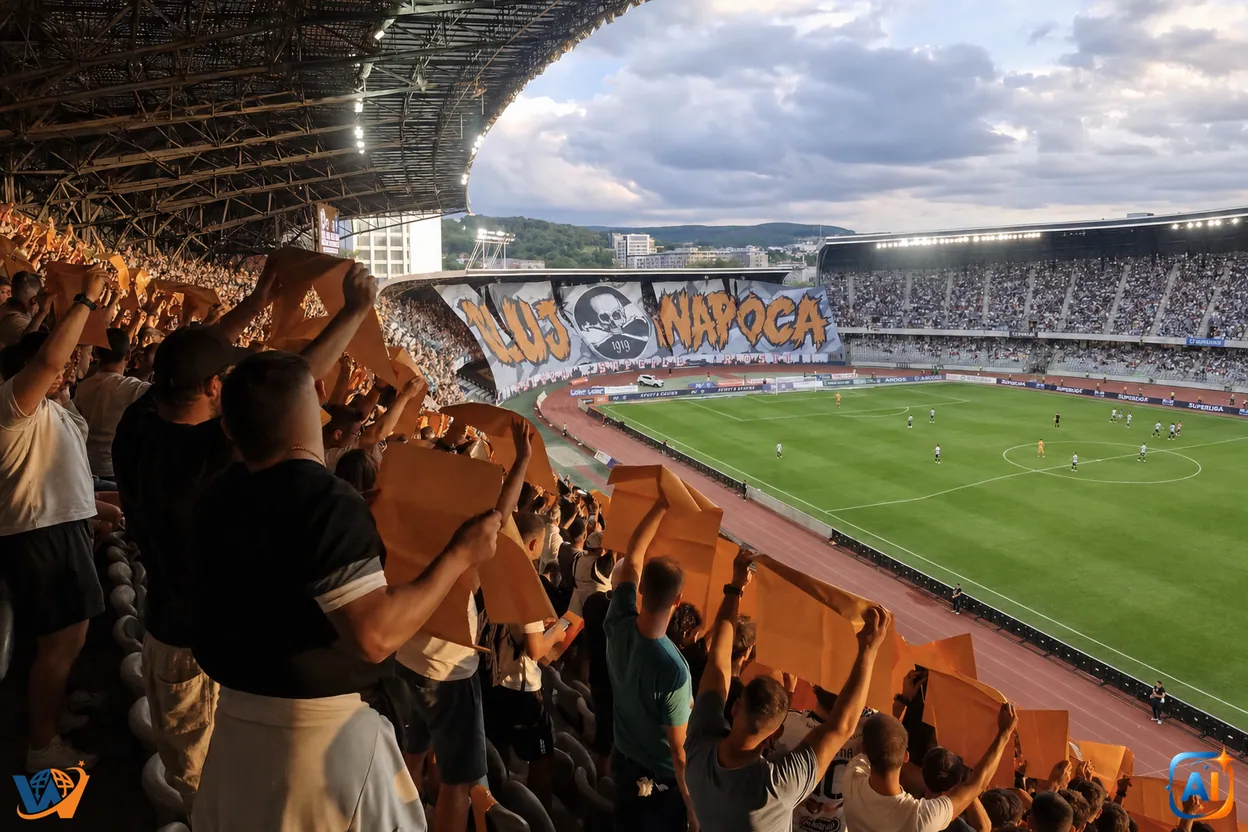 Cluj Arena, în alb și negru! Suporterii Universității au oferit o lecție de loialitate