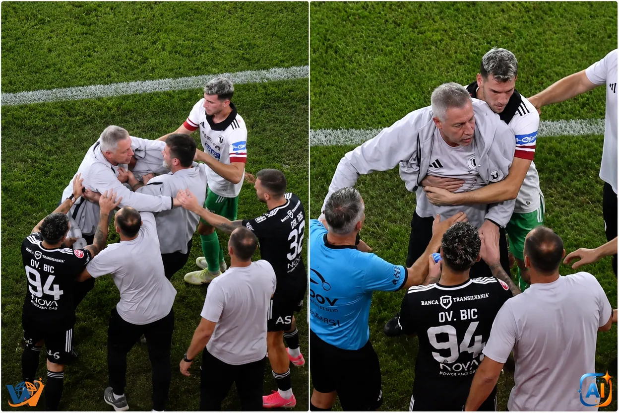 Dinamo a învins U Cluj cu 2-1. Bergodi, eliminat după fluierul final