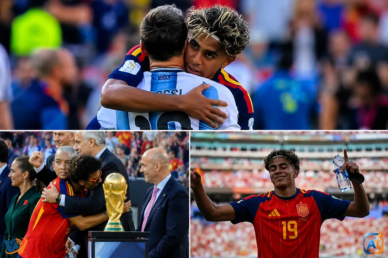 Îmbrățișarea campionilor: respectul dintre Messi și Lamine Yamal