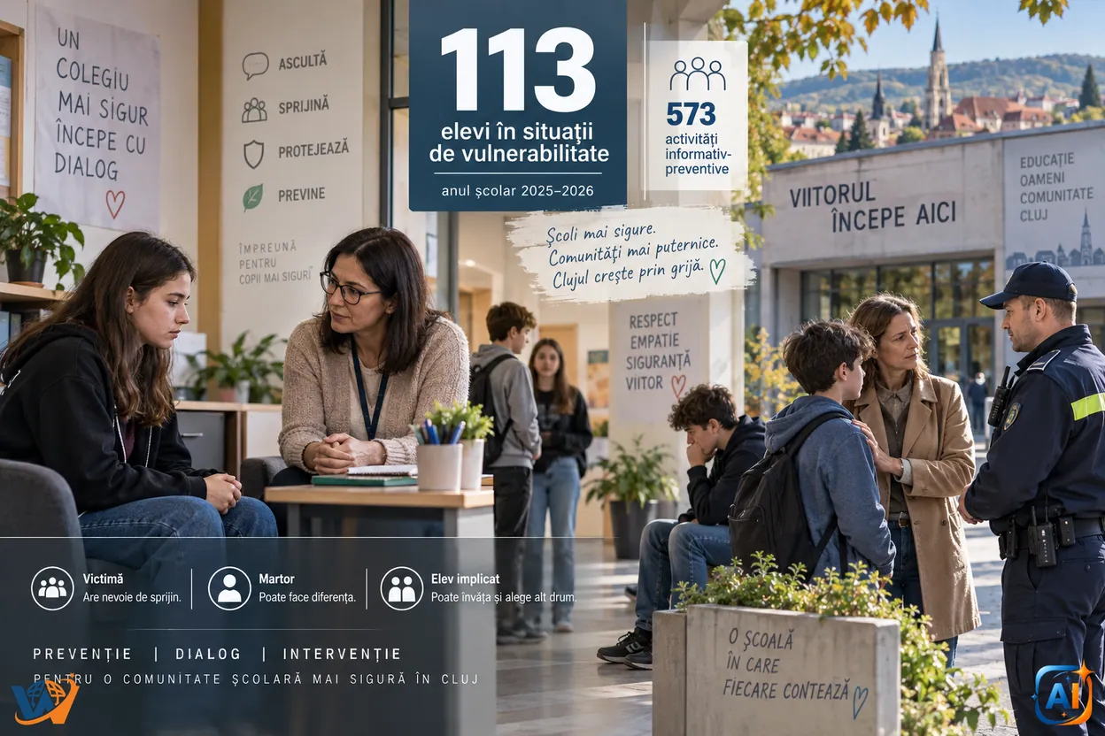Bilanț IPJ Cluj: 113 elevi în situații de vulnerabilitate