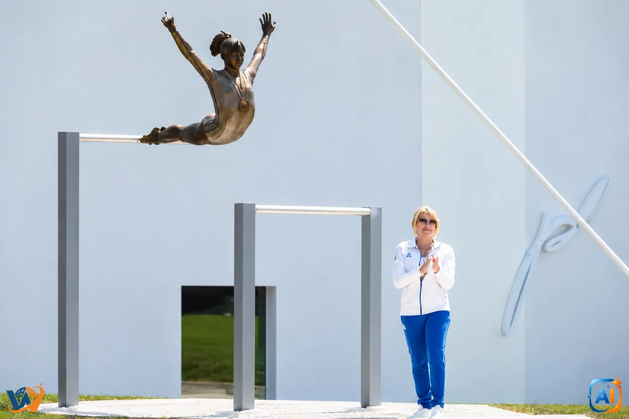 Nadia Comăneci, omagiată printr-un monument al perfecțiunii