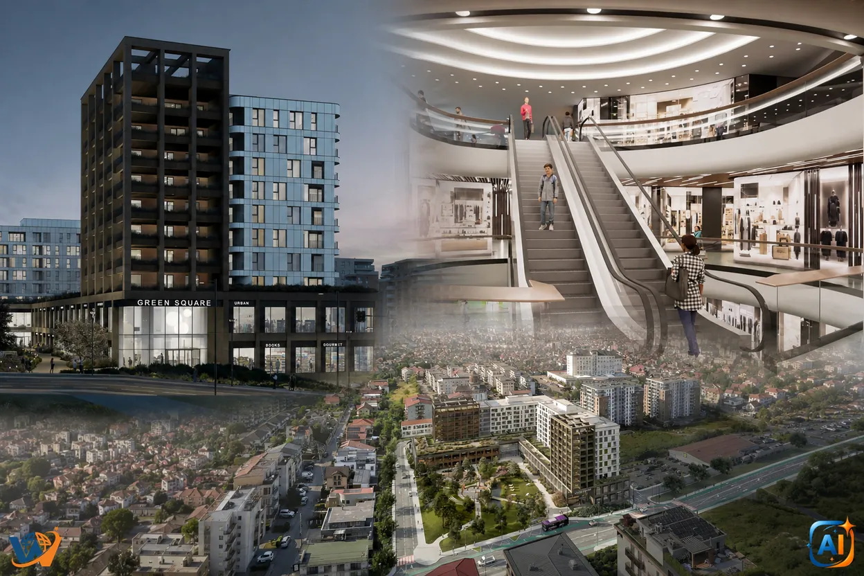 20.000 mp de mall, 5.000 mp de parc. Clujul construiește din nou în jurul betonului