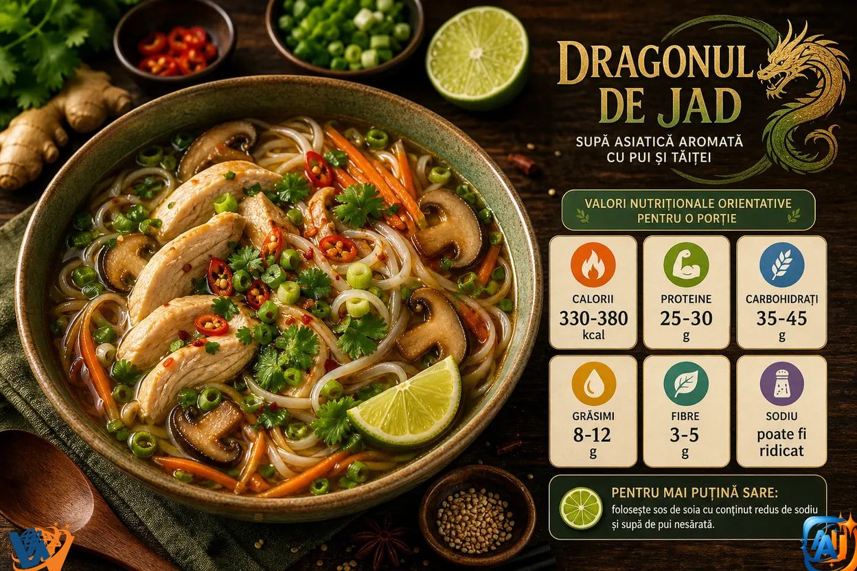 WoW Pulse Gastro: „Dragonul de Jad”, Supă asiatică aromată cu pui și tăiței