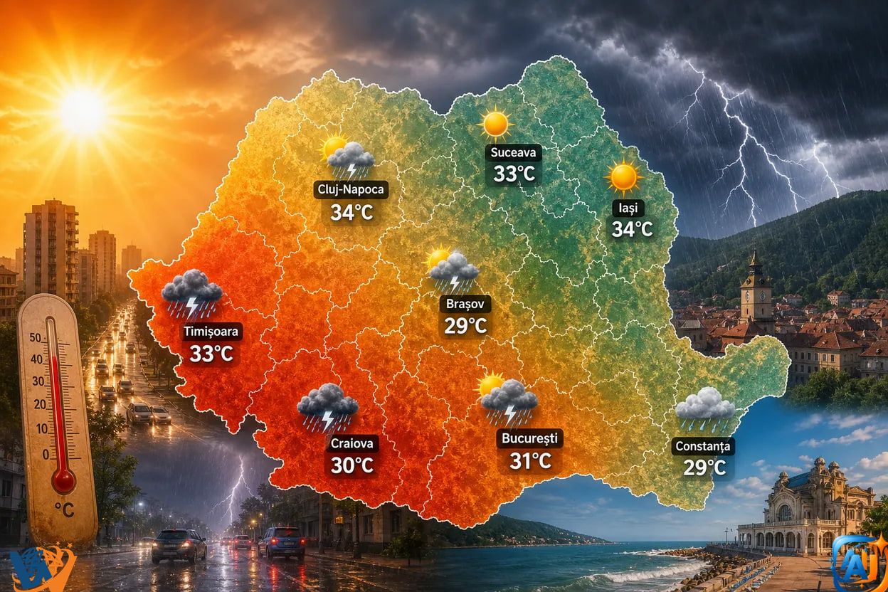 AI Pulse Meteo: caniculă și furtuni pe 1 iulie