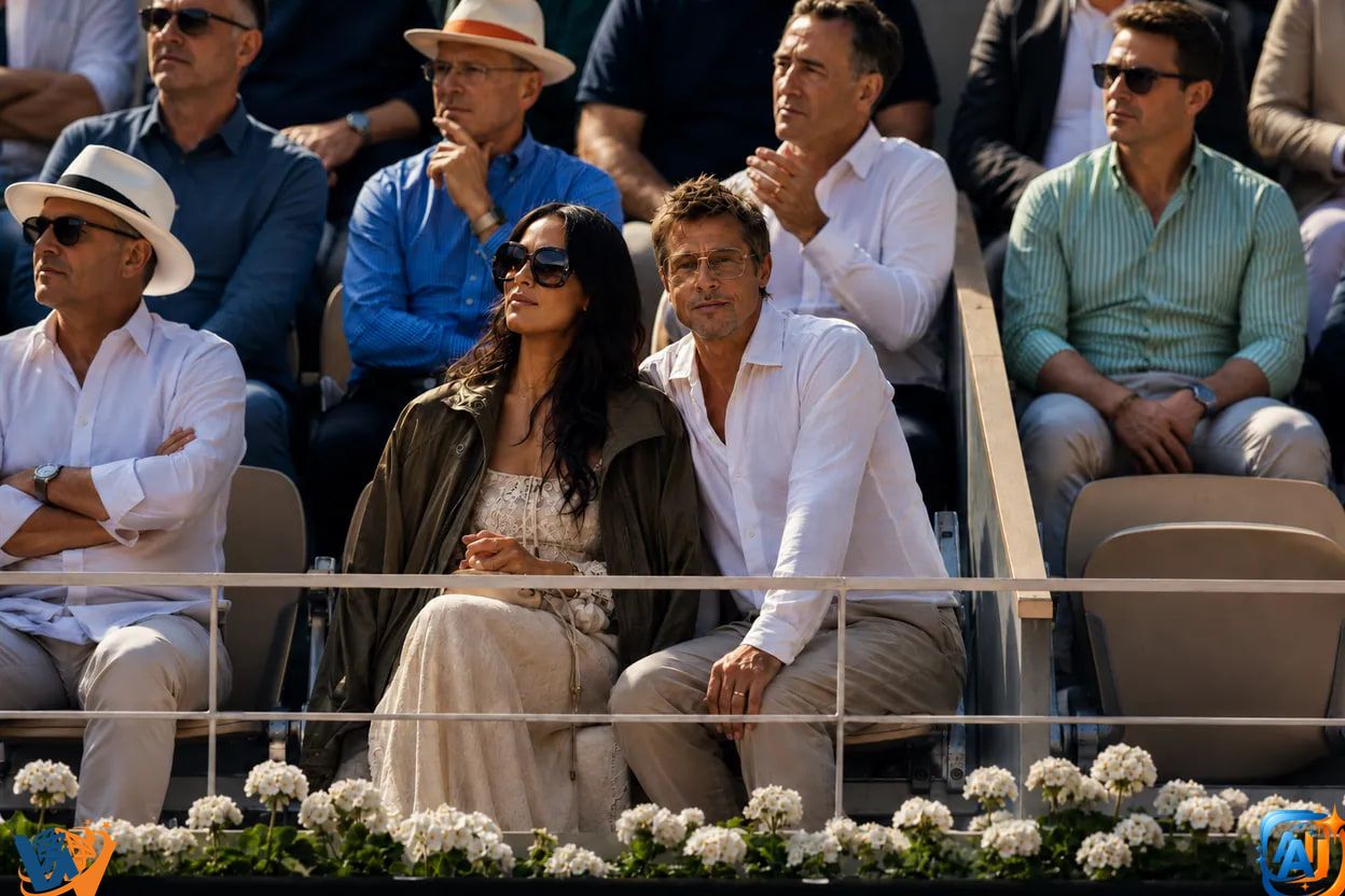 Brad Pitt și iubita sa, apariție remarcată la Roland Garros