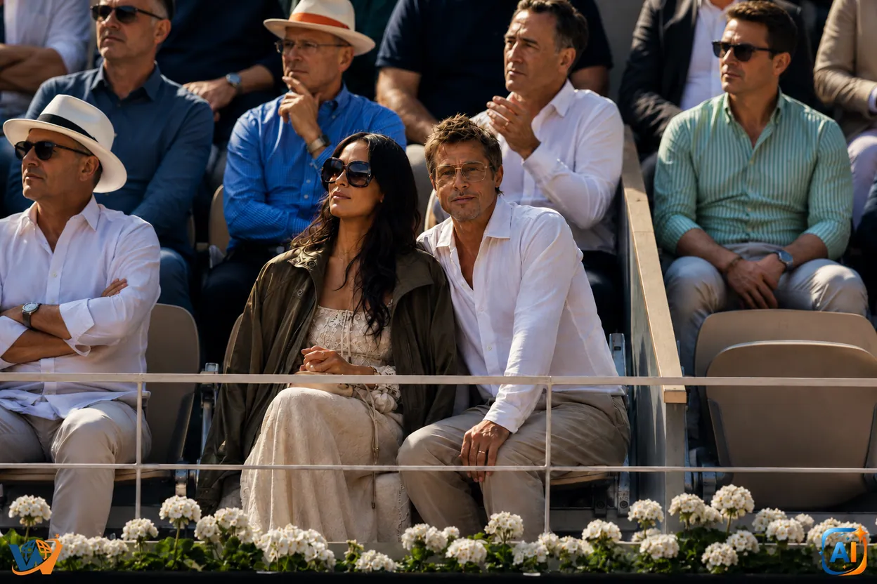 Brad Pitt și iubita sa, apariție remarcată la Roland Garros