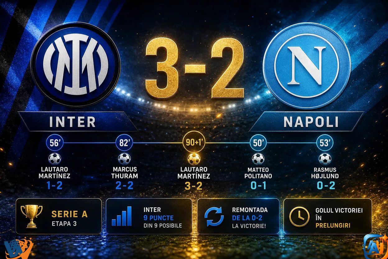 Chivu, remontada spectaculoasă: Inter întoarce Napoli de la 0-2