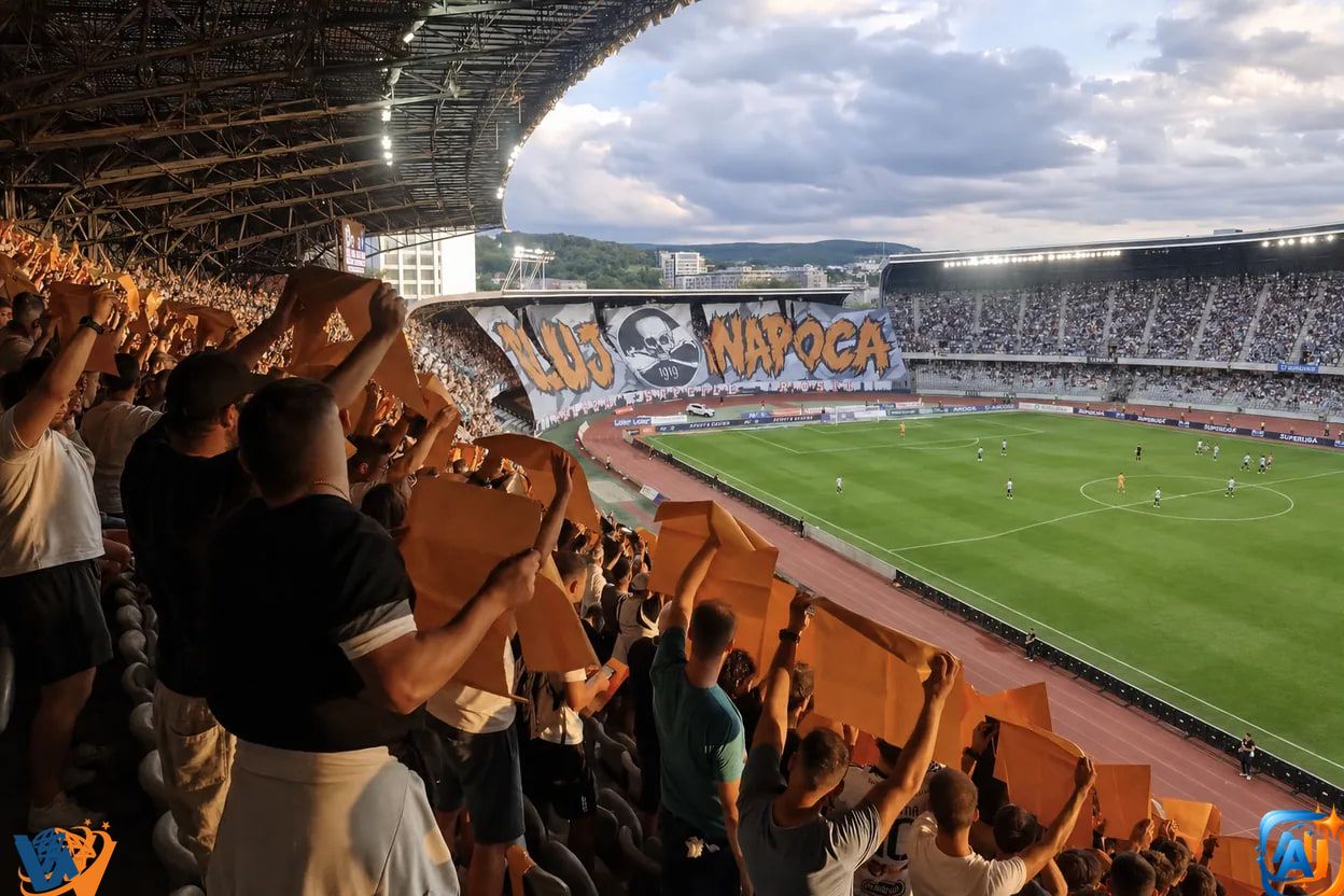 Cluj Arena, în alb și negru! Suporterii Universității au oferit o lecție de loialitate