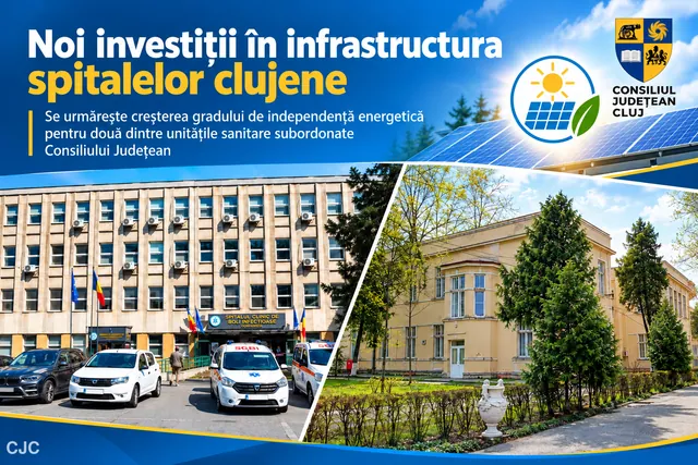 Două spitale din Cluj, vizate de investiții în panouri fotovoltaice și baterii
