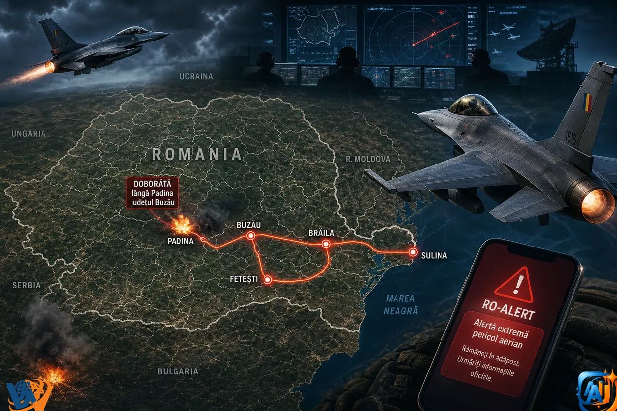 Drona care a traversat România, doborâtă de un F-16