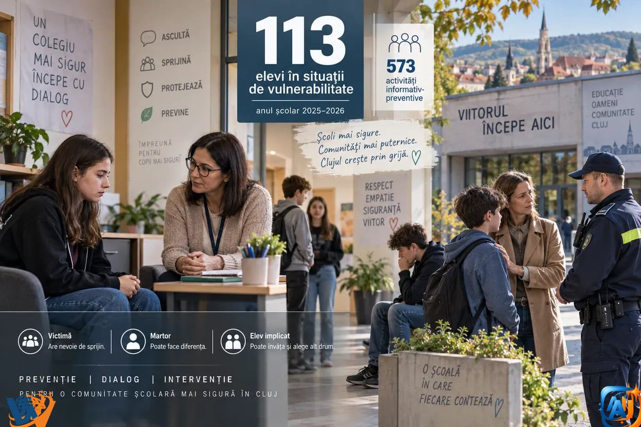 Bilanț IPJ Cluj: 113 elevi în situații de vulnerabilitate