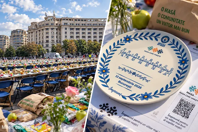 „Masa care Unește” a început în București: masă de 5,5 km pentru 20.000 de oameni