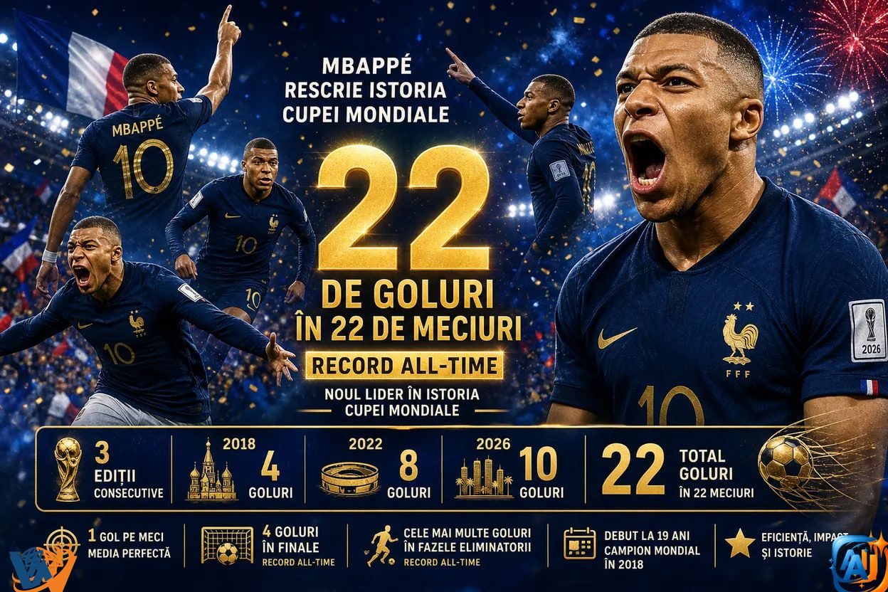 Mbappé rescrie istoria Mondialului: 22 de goluri în 22 de meciuri