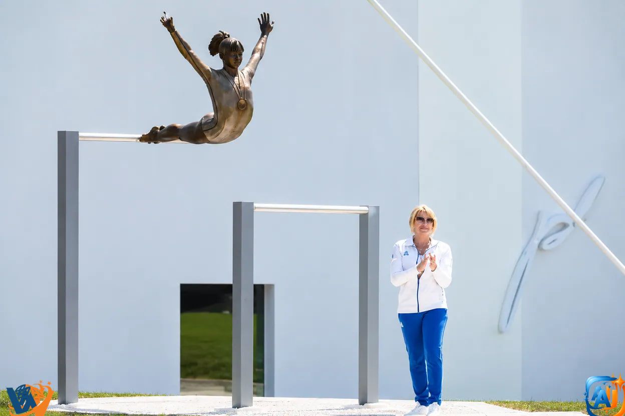Nadia Comăneci, omagiată printr-un monument al perfecțiunii