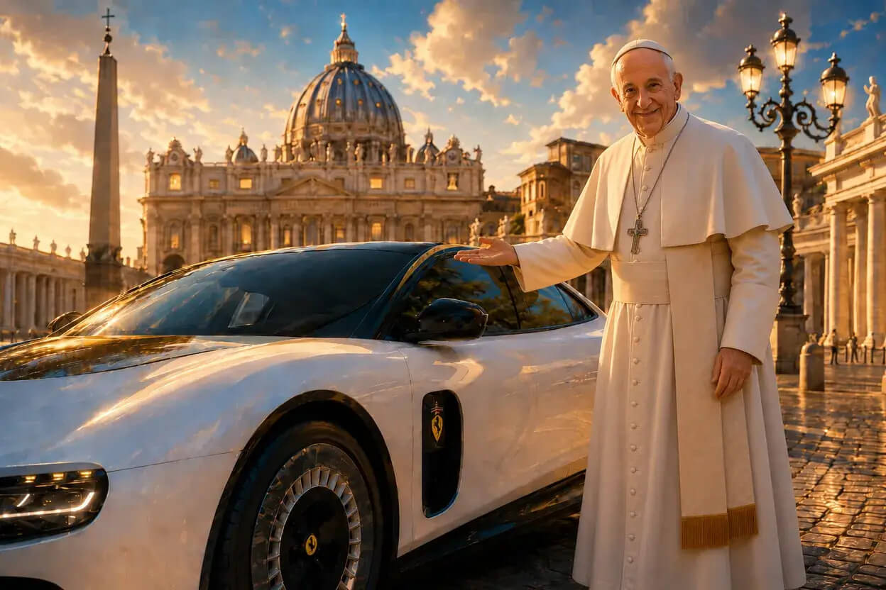 Papa Leon, la volanul Ferrariului care a scandalizat Italia