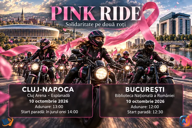Pink Ride Cluj-Napoca: paradă moto pentru prevenția cancerului de sân