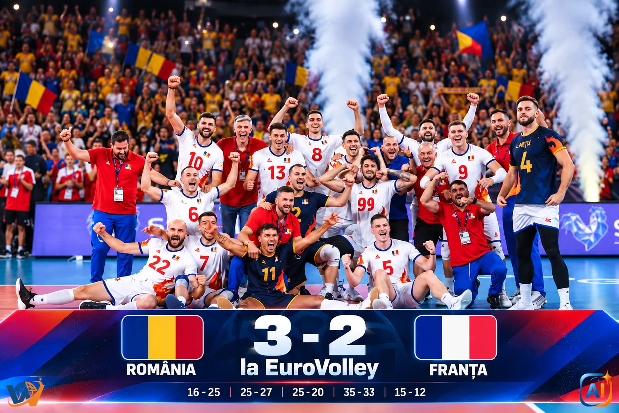 Revenire spectaculoasă la Cluj: România–Franța 3-2 la EuroVolley