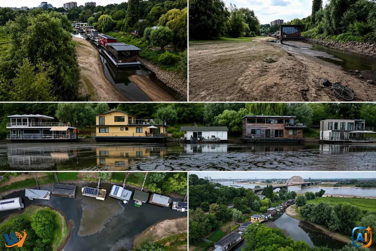 Seceta lovește Olanda: casele plutitoare au rămas pe uscat