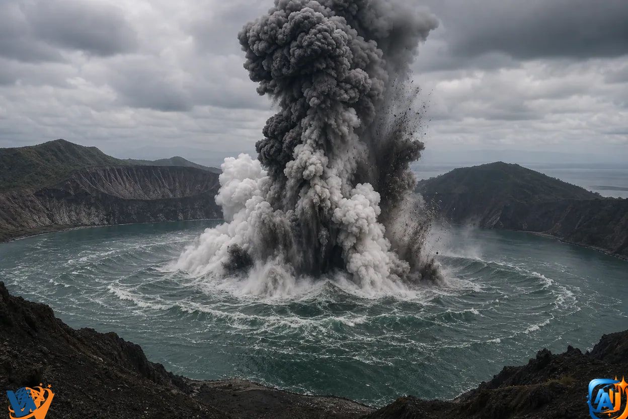 Taal a erupt din nou în Filipine - Coloană de cenușă și valuri uriașe în lacul craterului