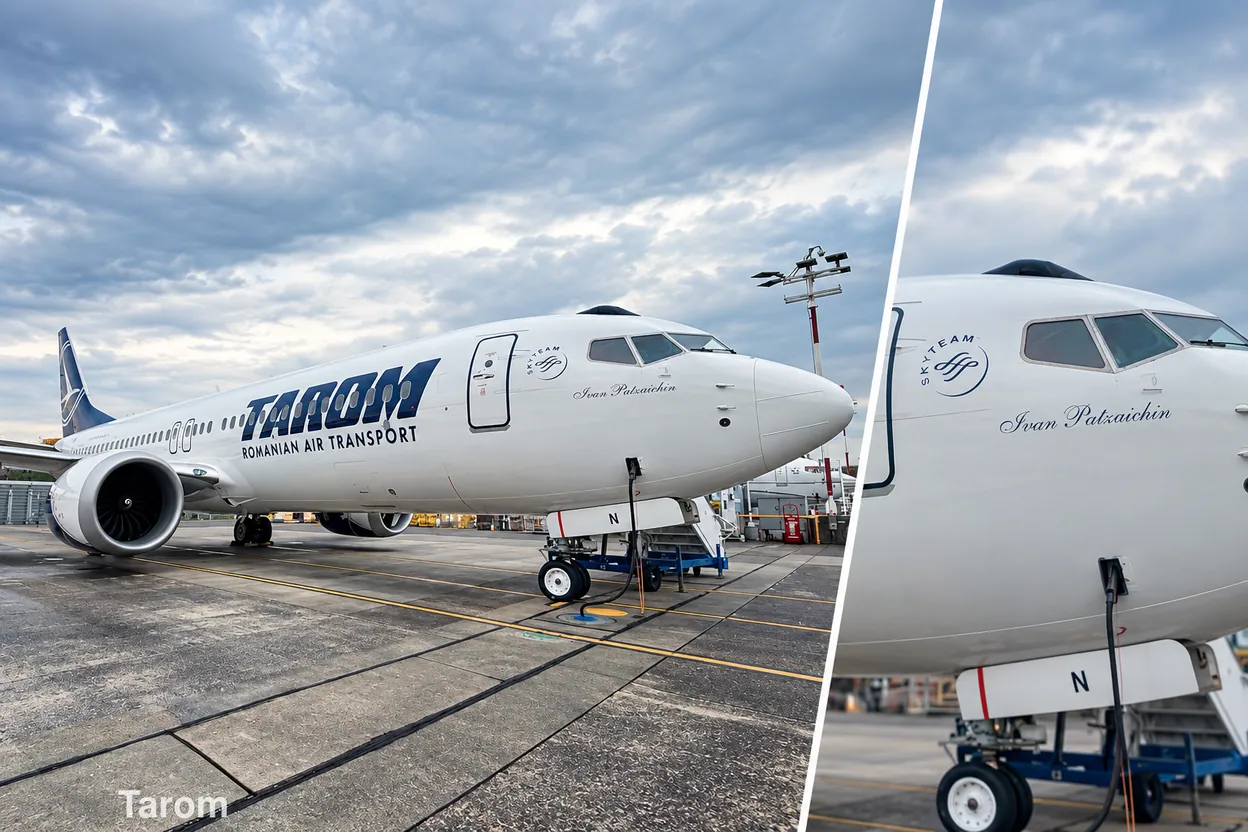 TAROM a adus la București noul Boeing „Ivan Patzaichin”