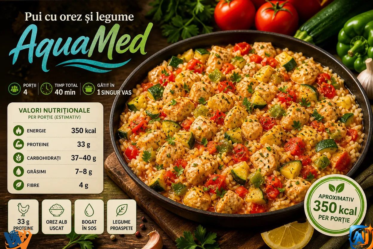 WoW Pulse Gastro: Pui cu orez și legume AquaMed, 350 kcal/porție