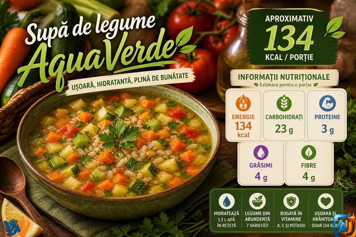 WoW Pulse Gastro: Supă de legume AquaVerde, 134 kcal pe porție