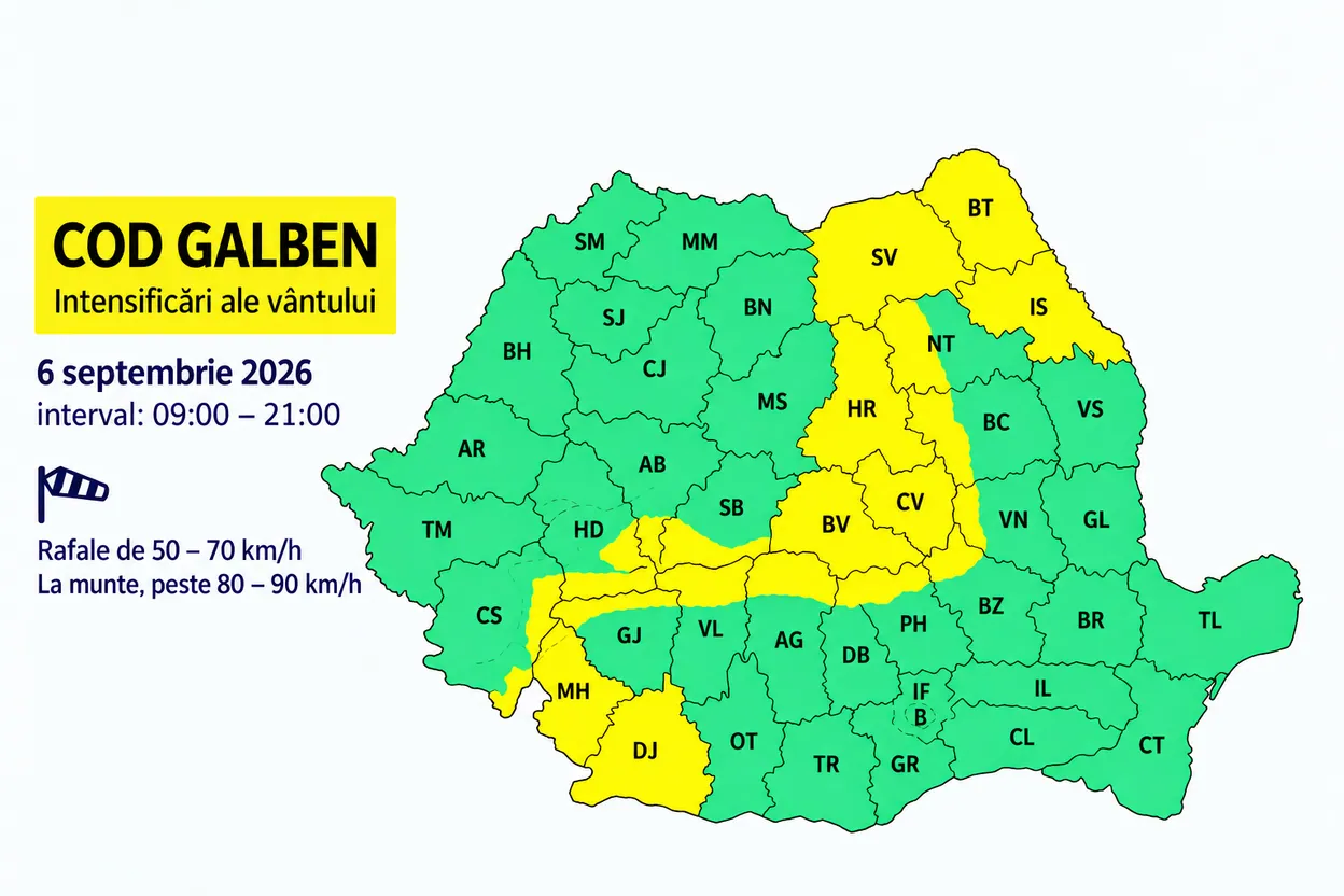 WoW Pulse Meteo: Se răcește înainte de 7 septembrie. La munte, vânt de 90 km/h